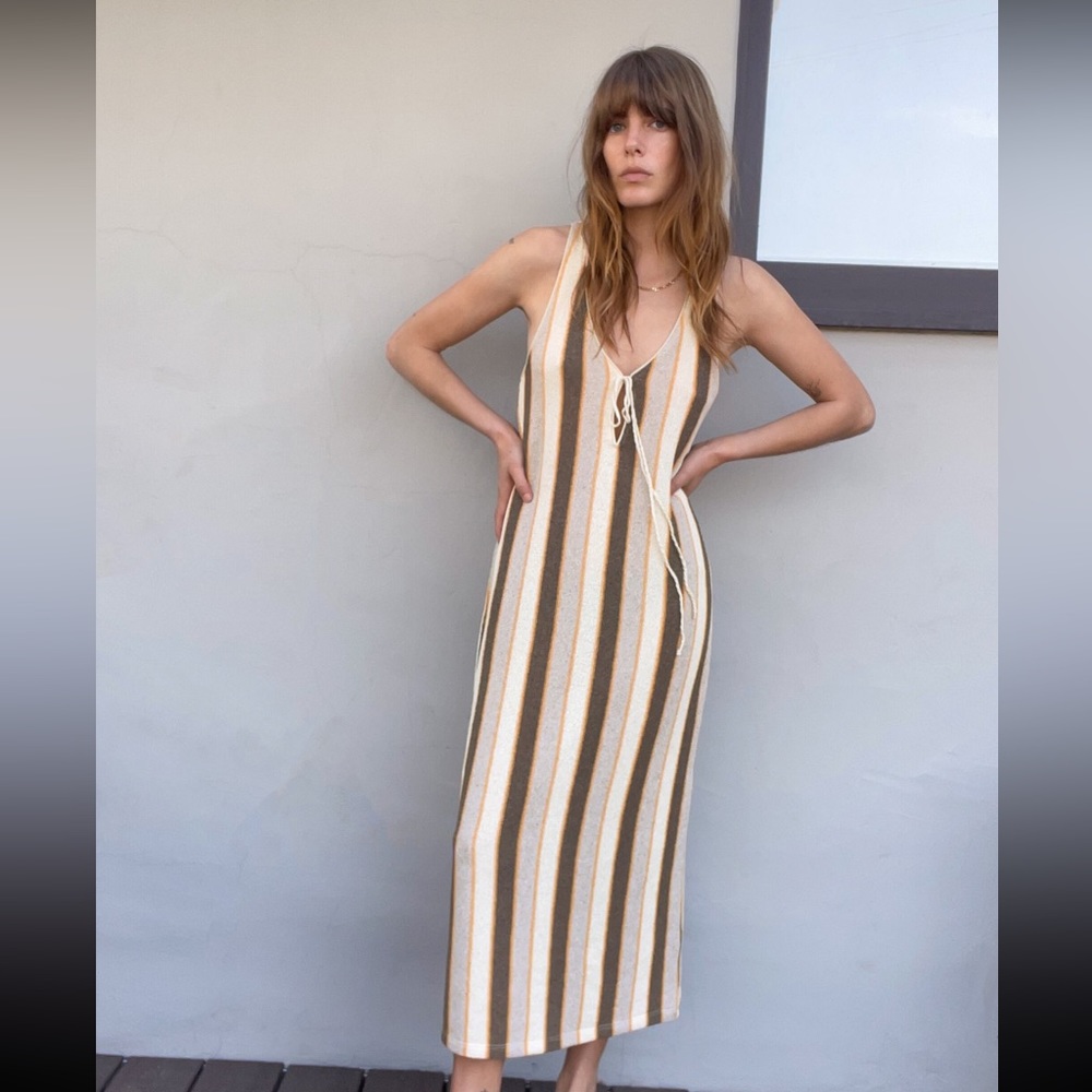Zara Rustic Midi Dress - Striped